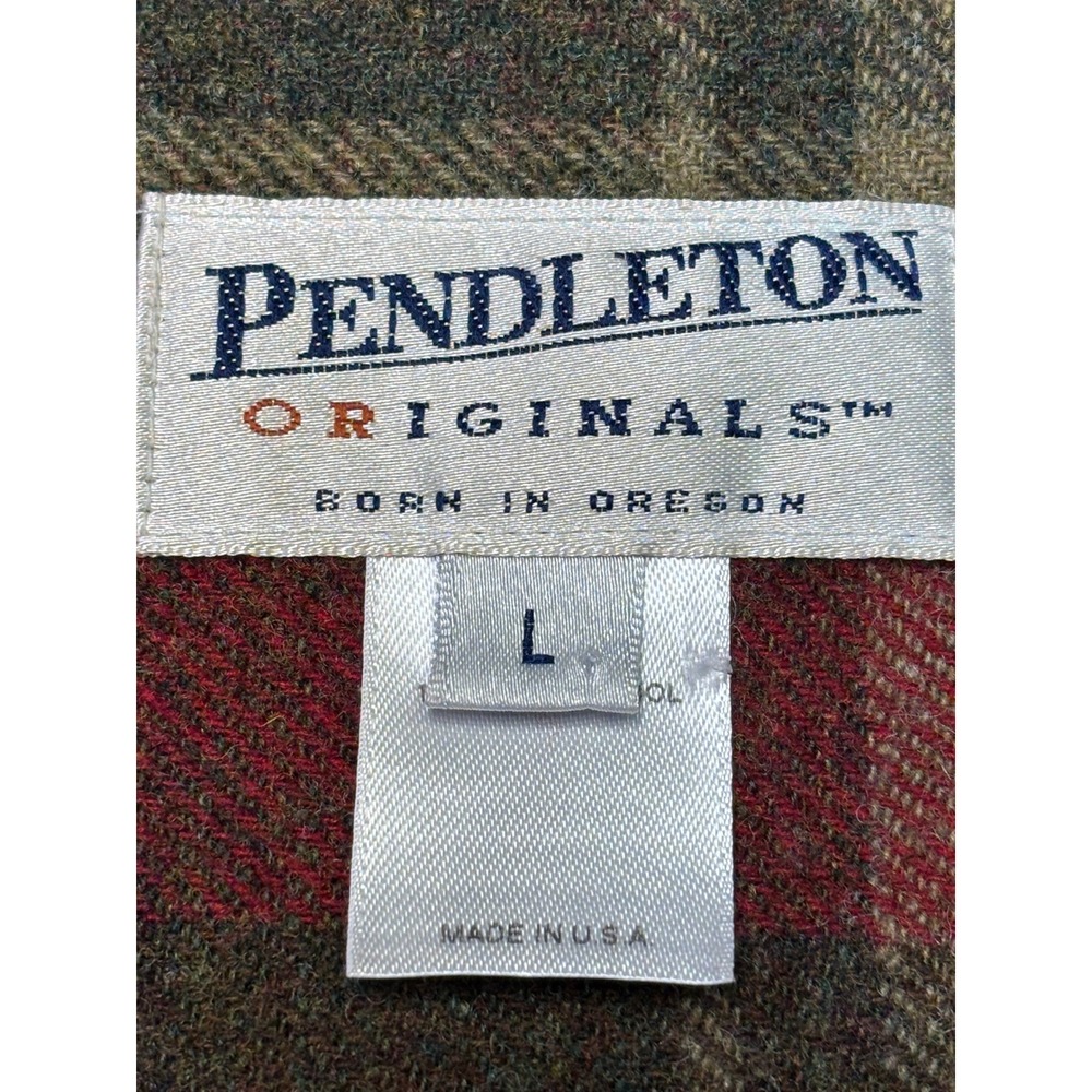 Pendleton Red Plaid Wool Jacket Womens Large Butt… - image 3